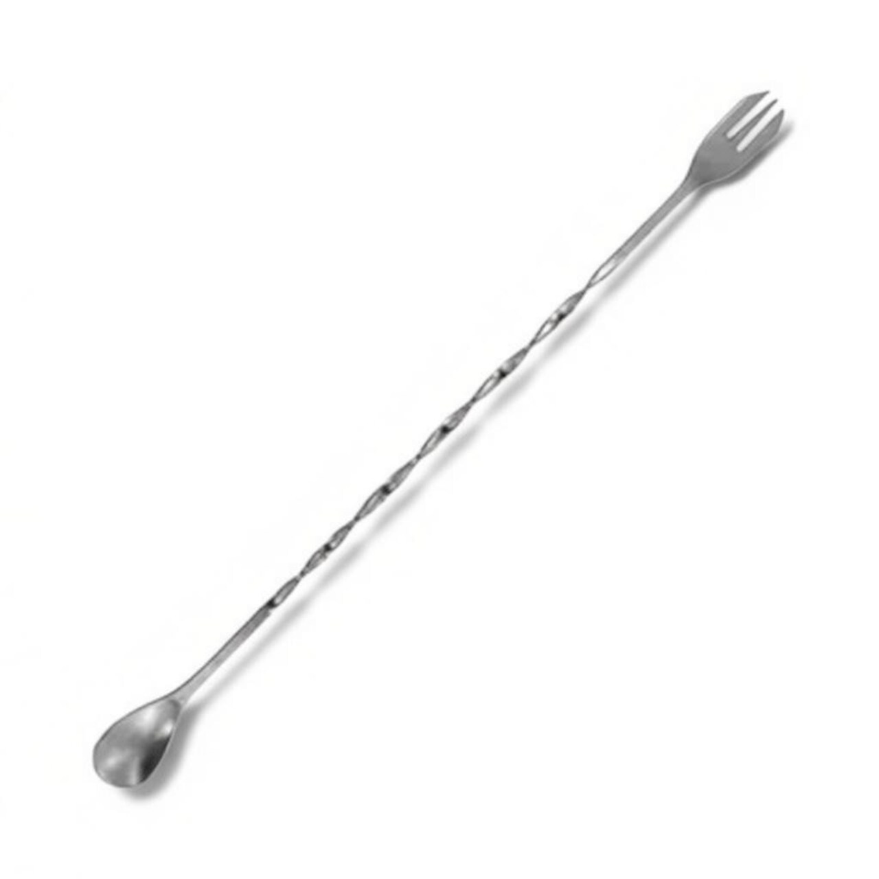 Handy Housewares 10" Twisted Stainless Steel Cocktail Drink Mixing Bar Spoon with Garnish Fork